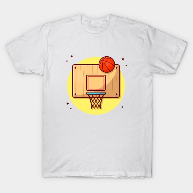 Basket Ball And Ring Cartoon Vector Icon Illustration (2) T-Shirt by Catalyst Labs